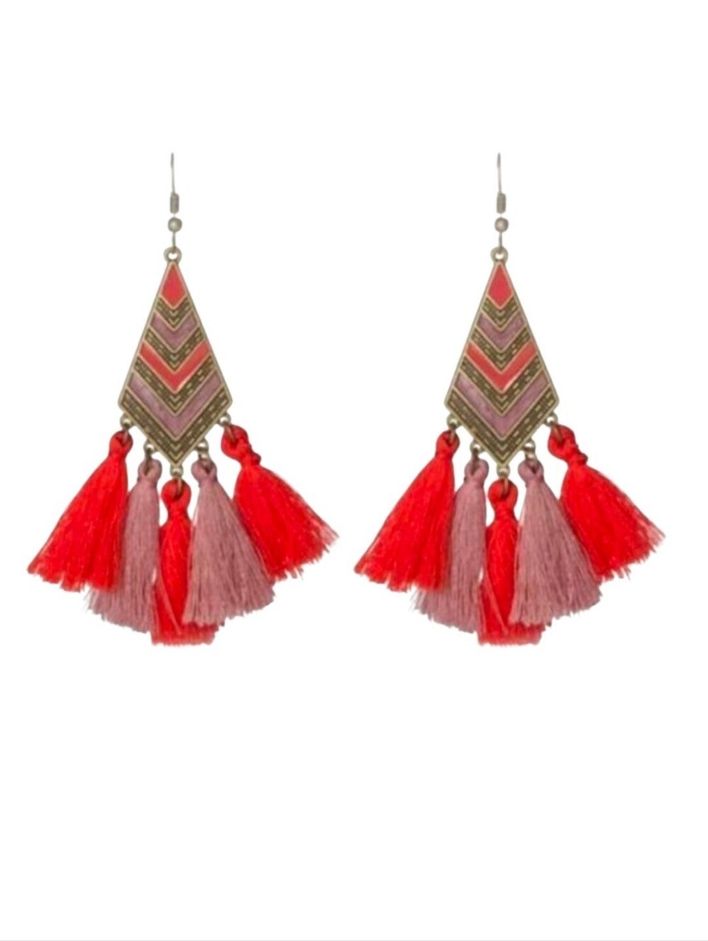Boho Ethnic Chevron Tassel Earrings